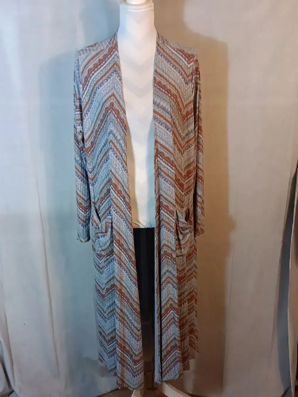LuLaRoe Open Front Chevron Print Duster Cardigan